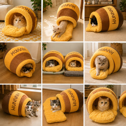 Kitt Black™ Cozy Cat Cave Bed